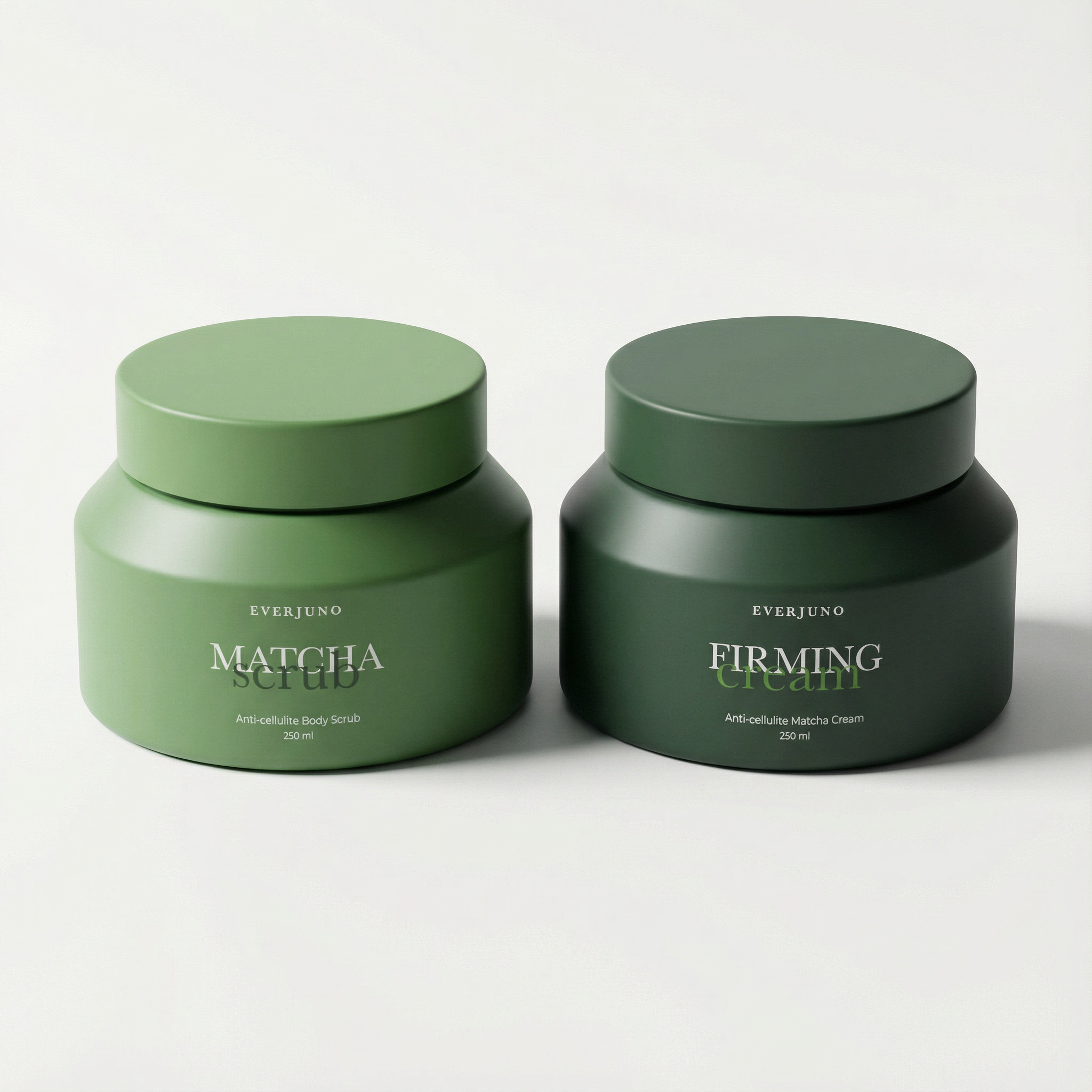Matcha Scrub and Cream - 2 (2) Tselluliidivastane kreem merevetikate ja matchaga + Detoksifitseeriv meresoola koorija matchaga - Image 1