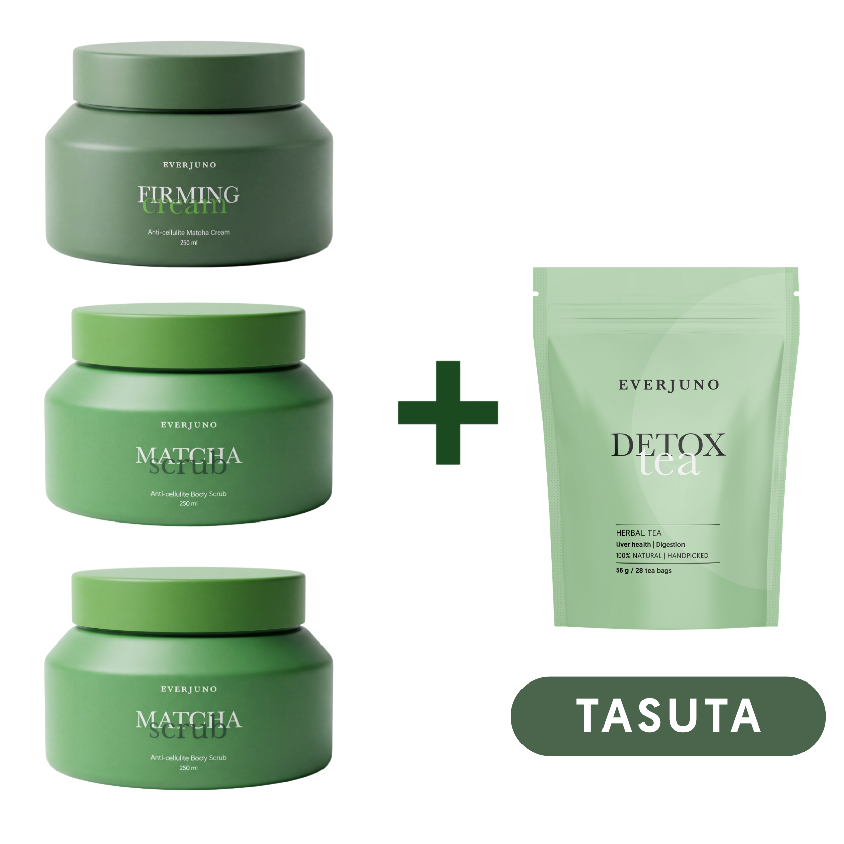 Produktai su nuolaida - 2026-10-01T145802.817 2x Detoksifitseeriv meresoola koorija ja tselluliidivastane kreem merevetikate ja matchaga + DETOX tee TASUTA - Image 1